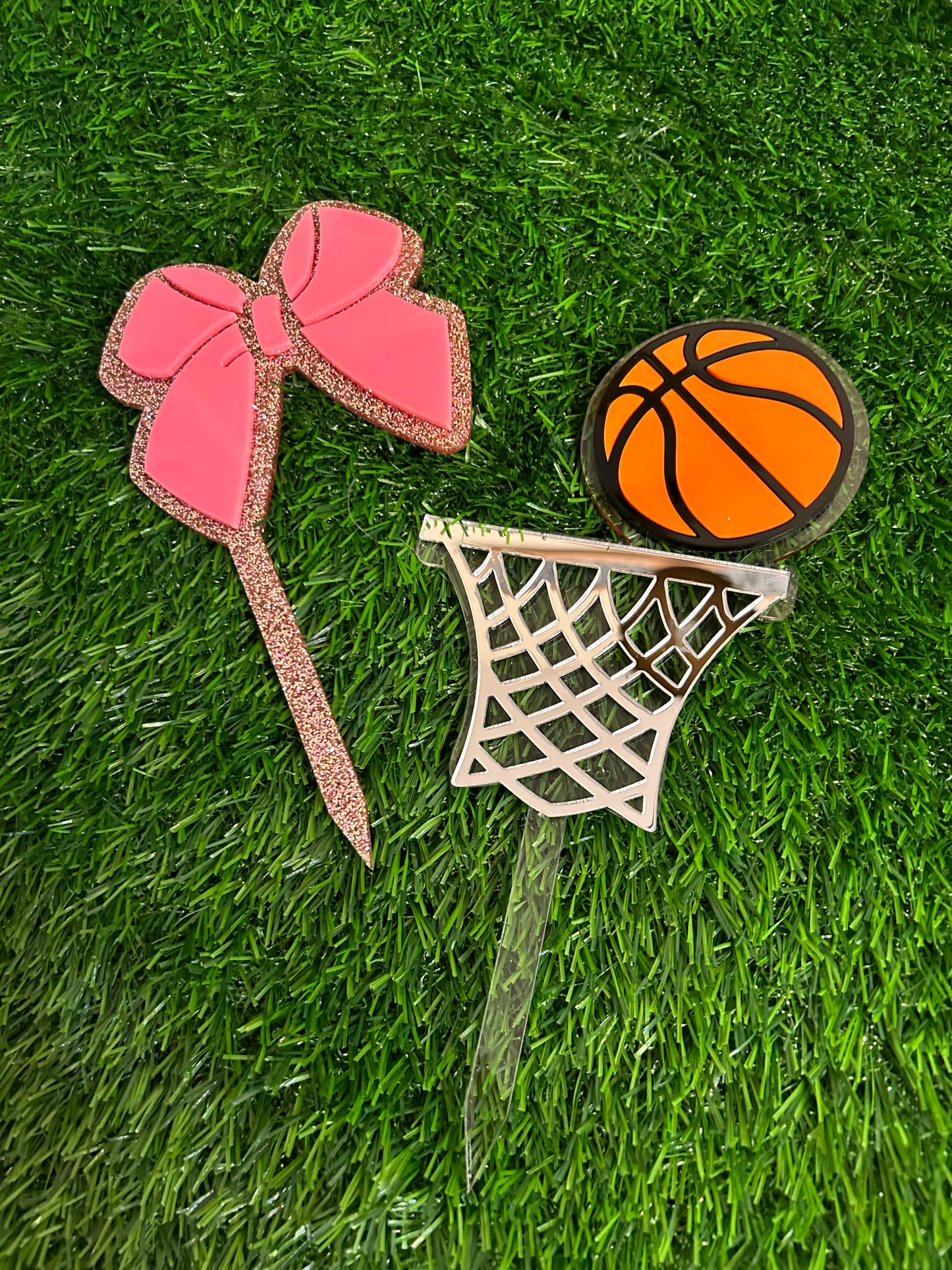 Free Throws or Pink Bows 2-piece Cake Topper Set