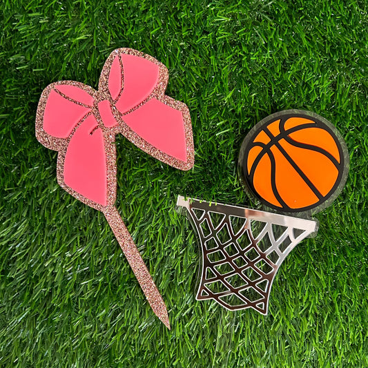 Free Throws or Pink Bows 2-piece Cake Topper Set