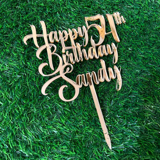 Mirror Acrylic Happy Birthday Cake Topper